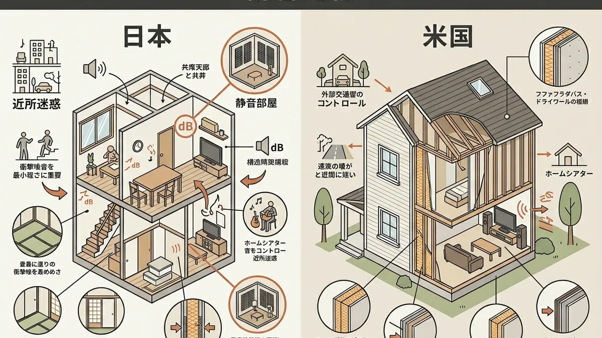 日本の防音事情はなぜ特殊？アメリカとの住宅構造・基準・補助制度を比較解説