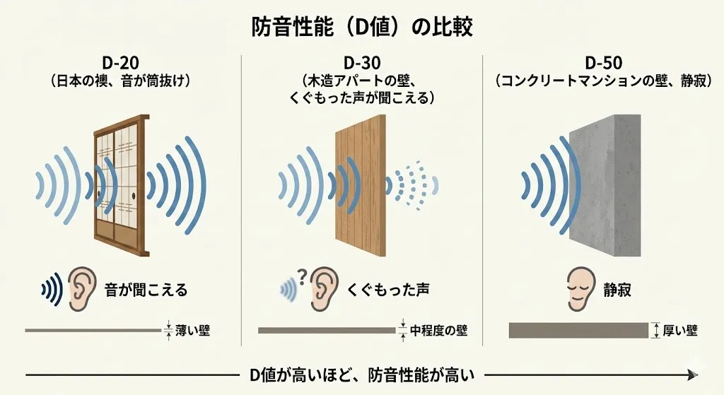 木造アパートの遮音性能（D-30）とは？ふすまと同レベルだった