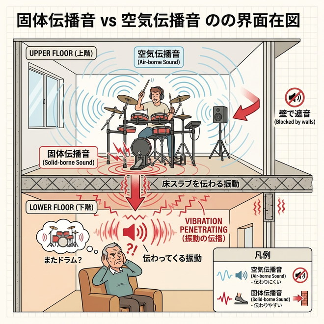 固体伝播音と空気伝播音の違い